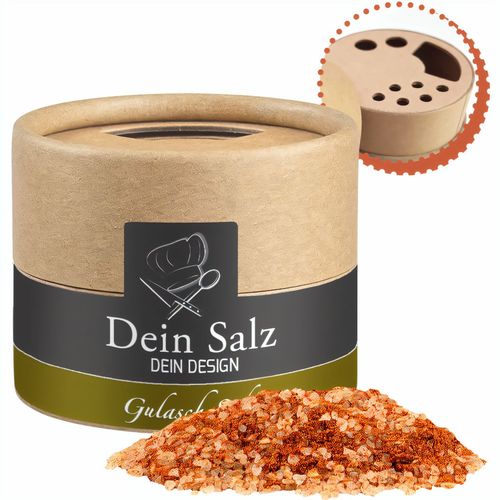 Gulasch Schaschlik Salz, ca. 55g, Biologisch abbaubarer Eco Pappstreuer Mini (Art.-Nr. CA234822) - Biologisch abbaubarer Eco Pappstreuer...