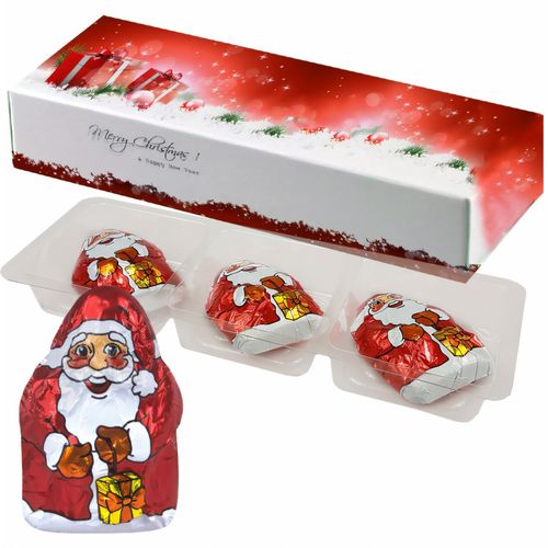Mini Schoko-Weihnachtsmänner, ca. 20g, Faltschachtel (Art.-Nr. CA251456) - Faltschachtel. Werbeanbringung als...