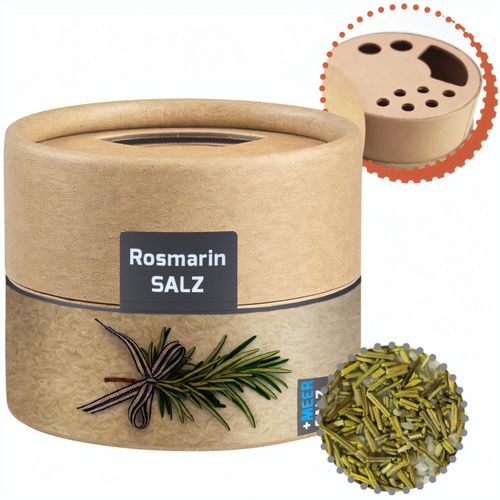 Gewürzmischung Rosmarin-Salz, ca. 52g, Biologisch abbaubarer Eco Pappstreuer Mini (Art.-Nr. CA306878) - Biologisch abbaubarer Eco Pappstreuer...