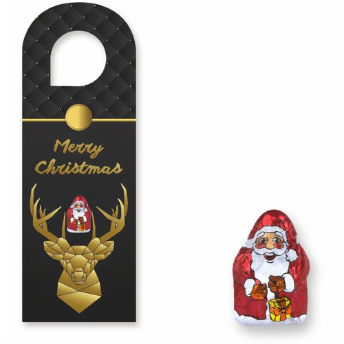 Mini Schoko-Weihnachtsmänner, ca. 7g, Türhänger (Art.-Nr. CA306962) - Türhänger aus Papier. Werbeanbringu...