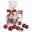 Johannisbeeren in weißer Schokolade, ca. 30g, Express Flachbeutel mit Schleife mit Werbekarte (individualisierbar) (Art.-Nr. CA309999)