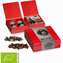 Verschiedene Teesorten, Bio und nicht-Bio, ca. 60-120g, Geschenk-Set Premium mit 2 Biologisch abbaubaren Eco Pappdosen Midi (individualisierbar) (Art.-Nr. CA408925)
