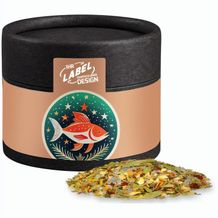 Weihnachts Gewürzmischung Fisch, ca. 20g, Biologisch abbaubare Eco Pappdose Mini schwarz (individualisierbar) (Art.-Nr. CA473920)