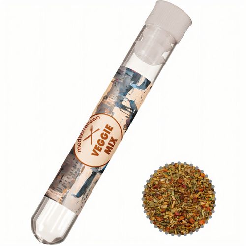 Gewürzmischung Mediterraner Veggie Mix, ca. 5g, Reagenzglas (Art.-Nr. CA504880) - Reagenzglas aus Kunststoff. Werbeanbring...