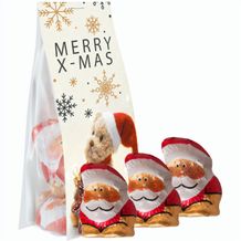 Mini Schoko-Weihnachtsmänner, ca. 40g, Express Blockbodenbeutel mit Werbereiter (individualisierbar) (Art.-Nr. CA542421)