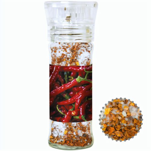 Gewürzmischung Chili-Salz, ca. 35g, transparente Gewürzmühle (Art.-Nr. CA553004) - transparente Gewürzmühle aus Glas. Wer...