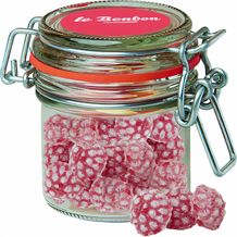 Himbeer Bonbons, ca. 60g, Bonbonglas Mini (individualisierbar) (Art.-Nr. CA596904)