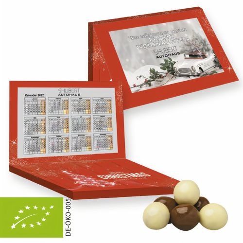 Bio Knusperkugeln-Mix, ca. 50g, Express Adventskalender Mini mit Werbekarte (Art.-Nr. CA658857) - Adventskalender Mini aus Papier. Werbean...