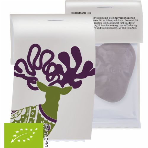 Bio Lebkuchen Schokoherzen gefüllt, ca. 12g, Express Flowpack mit Werbereiter (Art.-Nr. CA681787) - Flowpack aus transparenter Folie....
