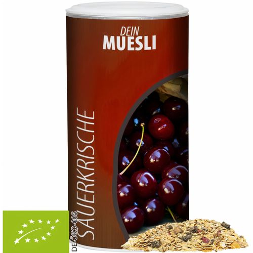 Bio Müsli Sauerkirsche, ca. 150g, Pappdose Medium (Art.-Nr. CA685003) - Pappdose Medium mit Aufreißmembrane...