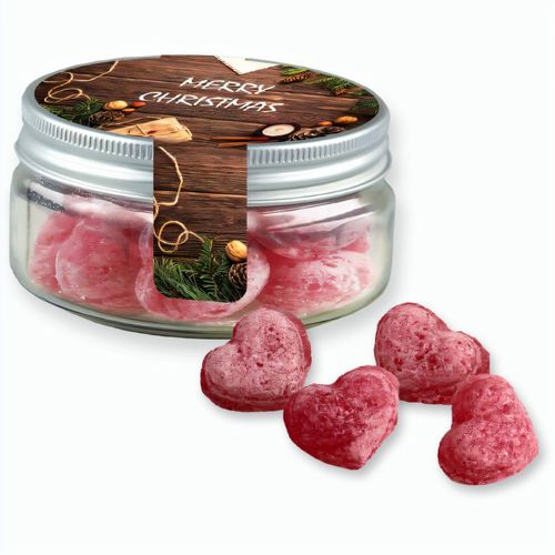 Glühwein Herzen, ca. 70g, Sweet Dose Mini (Art.-Nr. CA694107) - Sweet Dose Mini aus Kunststoff. Werbeanb...