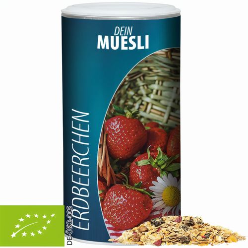 Bio Müsli Erdbeerchen, ca. 150g, Pappdose Medium (Art.-Nr. CA777883) - Pappdose Medium mit Aufreißmembrane...
