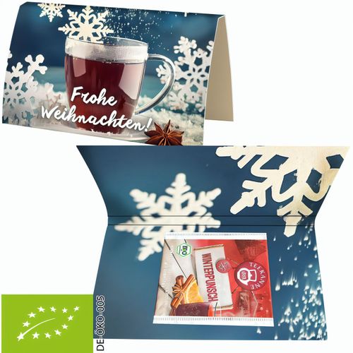 Bio Beuteltee Winterpunsch, 2,25g, Werbekarte gefaltet (Art.-Nr. CA860317) - Werbekarte gefaltet aus Papier. Werbeanb...