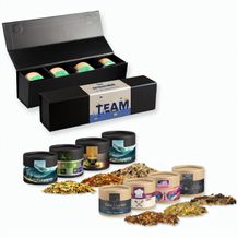 Verschiedene Weihnachts Gewürzmischungen, ca. 80-160g, Geschenk-Set Premium schwarz mit Magnetverschluss und 4 Biologisch abbaubaren Eco Pappdosen Mini (individualisierbar) (Art.-Nr. CA866194)