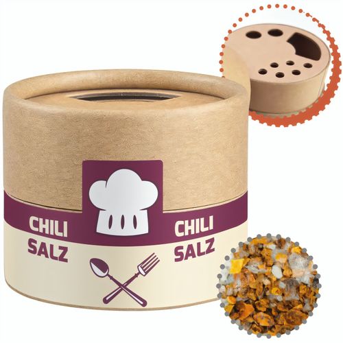 Gewürzmischung Chili-Salz, ca. 30g, Biologisch abbaubarer Eco Pappstreuer Mini (Art.-Nr. CA895721) - Biologisch abbaubarer Eco Pappstreuer...