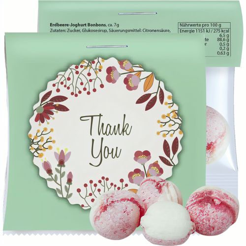 Erdbeer-Joghurt Bonbons, ca. 15g, Express Midi-Tüte mit Werbereiter (Art.-Nr. CA911716) - Midi-Tüte aus transparenter Folie...