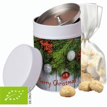 Bio Weihnachts Kokos Kekse, ca. 100g, Beutel in Metalldose Maxi (individualisierbar) (Art.-Nr. CA942219)