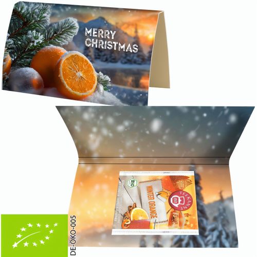 Bio Beuteltee Winter Orange, 2,25g, Werbekarte gefaltet (Art.-Nr. CA967366) - Werbekarte gefaltet aus Papier. Werbeanb...