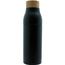 Doppelwandige und teilbare Flasche 'Shima', Bambusdeckel, 600ml (Schwarz) (Art.-Nr. CA861244)