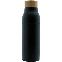 Doppelwandige und teilbare Flasche 'Shima', Bambusdeckel, 600ml (Schwarz) (Art.-Nr. CA861244)