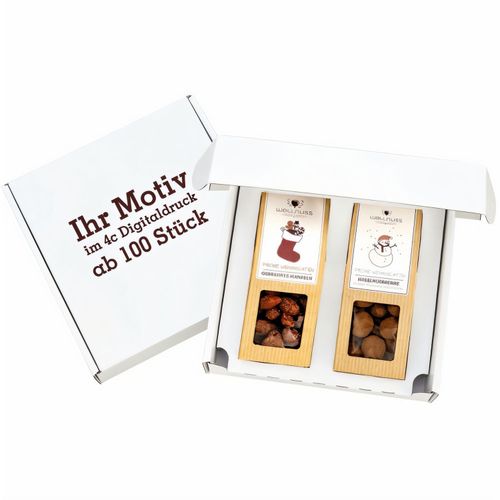 2 Weihnachts-Snacks im Geschenkkarton (versandfähig) (Art.-Nr. CA122477) - Ab 100 Stück mit Ihrem Etikett im 4...