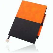 Pierre Cardin REPORTER Set aus Notizbuch A5 und Kugelschreiber/schwarz (orange) (Art.-Nr. CA151822)