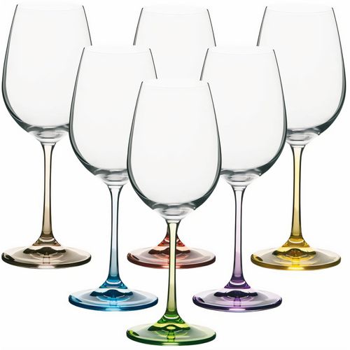 Vanilla Season NUKUALOFA 6er Set Bohemia Crystal Weißweingläser (Art.-Nr. CA681105) - Set aus sechs Weißweingläsern mit farb...