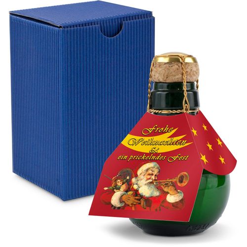 Origineller Sekt Weihnachtsgruß - Karton Blau, 125 ml (Art.-Nr. CA126443) - Eine Kleinere gibt es nicht: 0,125 l...