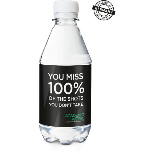 330 ml PromoWater - Mineralwasser - Folien-Etikett (Art.-Nr. CA321456) - Getreu dem Motto Ein Klassiker kommt...