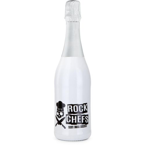 Sekt Cuvée - Flasche weiß-lackiert - Kapsel weiß, 0,75 l (Art.-Nr. CA332184) - 0,75 l - in weiß-lackierter Flasche...