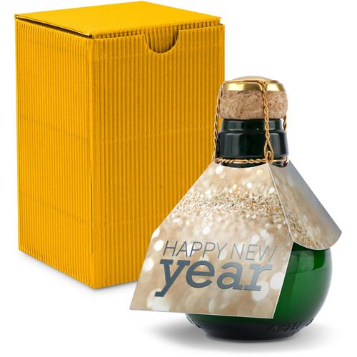 Origineller Sekt Happy New Year - Karton Gelb, 125 ml (Art.-Nr. CA629608) - Eine Kleinere gibt es nicht: 0,125 l...