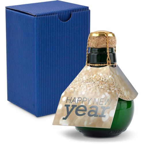 Origineller Sekt Happy New Year - Karton Blau, 125 ml (Art.-Nr. CA674684) - Eine Kleinere gibt es nicht: 0,125 l...
