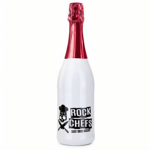 Sekt Cuvée - Flasche weiß-lackiert - Kapsel rot, 0,75 l (Art.-Nr. CA797080) - 0,75 l - in weiß-lackierter Flasche...