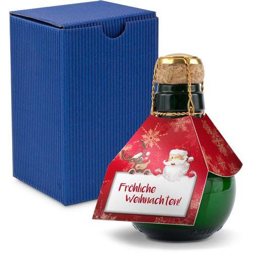 Origineller Sekt Fröhliche Weihnachten - Karton Blau, 125 ml (Art.-Nr. CA974727) - Eine Kleinere gibt es nicht: 0,125 l...