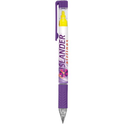 Bergman Kugelschreiber mit Textmarker & farbigem Griff (Art.-Nr. CA253143) - Einzigartiger Drehkugelschreiber mit...