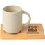 Café Duo - 325 ml Keramiktasse & Bambusbrett-Set (cream) (Art.-Nr. CA314076)