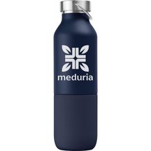 Freya Duo - 2-in-1 590 ml Recycling-Edelstahlflasche - Doppelwandig mit 325 ml Becher (marineblau) (Art.-Nr. CA437444)