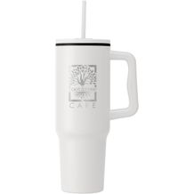 Polar Pro - 1180 ml Doppelwandiger Becher aus recyceltem Edelstahl mit Strohhalm (weiß) (Art.-Nr. CA590486)