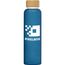 Lucerne - 590 ml Borosilikat-Glasflasche in Milchglasoptik mit Bambus-Deckel (dunkelblau) (Art.-Nr. CA814965)