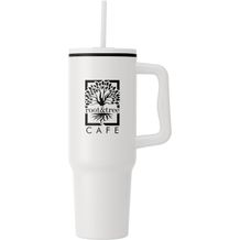 Polar Pro - 1180 ml Doppelwandiger Becher aus recyceltem Edelstahl mit Strohhalm (weiß) (Art.-Nr. CA853491)