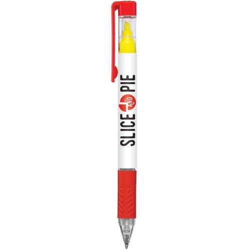 Bergman Kugelschreiber mit Textmarker & farbigem Griff (Art.-Nr. CA924591) - Einzigartiger Drehkugelschreiber mit...