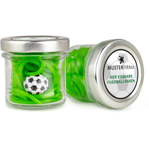 Weithalsglas Mini Fußballrasen im Glas (Art.-Nr. CA220843) - Saftig-grüner Fruchtgummirasen und ei...
