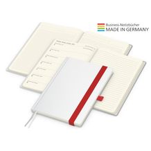 Buchkalender Match-Hybrid A5 Creme Bestseller, gloss (individuell, rot) (Art.-Nr. CA165767)