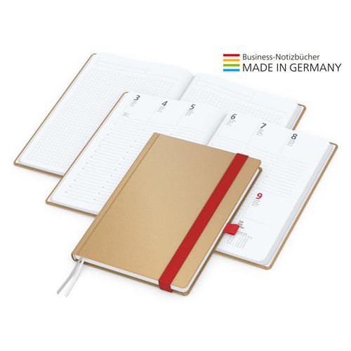 Match-Hybrid White Bestseller A5, Natura braun-individuell, rot (Art.-Nr. CA197505) - Der Hybrid-Timer für jedes Corporat...