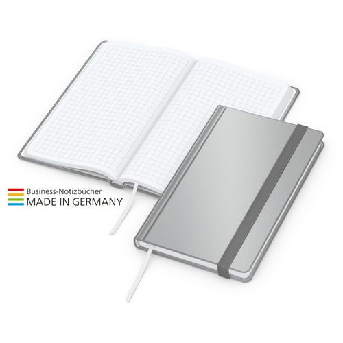 Easy-Book Comfort Bestseller Pocket, silber inkl. Prägung schwarz-glänzend (Art.-Nr. CA209946) - Modernes Notizbuch im matten Cover-Star-...
