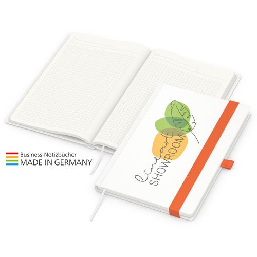 Match-Book green+blue A5 Cover-Star Recycling-Matt, orange (Art.-Nr. CA495734) - Zur Wahrung einer einheitlichen Corporat...