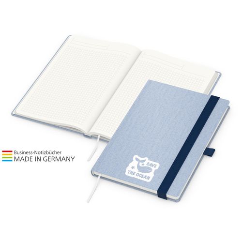 Ocean-Book green+blue blau inkl. Prägung weiß (Art.-Nr. CA542088) - Nachhaltiges Notizbuch mit Wave-Einband...