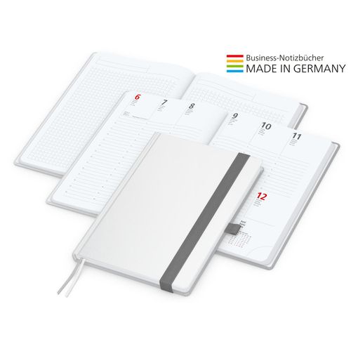 Match-Hybrid White Bestseller A5, Cover-Star matt-individuell, silbergrau (Art.-Nr. CA877634) - Der Hybrid-Timer für jedes Corporat...