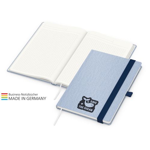 Ocean-Book green+blue blau inkl. Prägung schwarz (Art.-Nr. CA999750) - Nachhaltiges Notizbuch mit Wave-Einband...