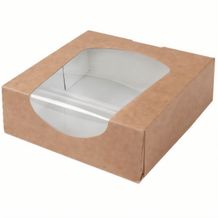 Karton-Sichtfenster-Schachteln 600 ml, PLA-Folie, faltbar [250er Pack] (braun / weiß) (Art.-Nr. CA128211)